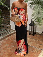 Fashionable Printed Sexy Tube Top Slim Fit Midi Dress